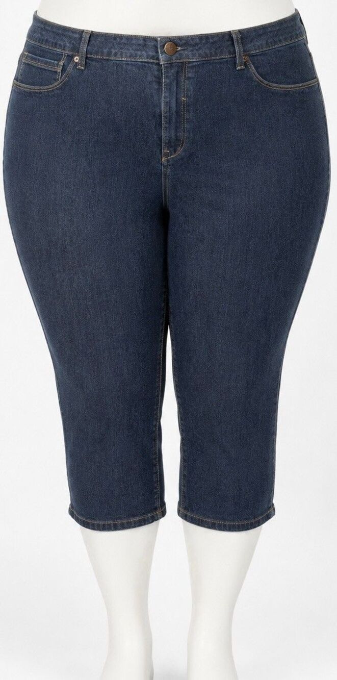 A3 Denim Capri Jeans Womens 26W Dark Wash Stretch Mid Rise Plus Slim Straight
